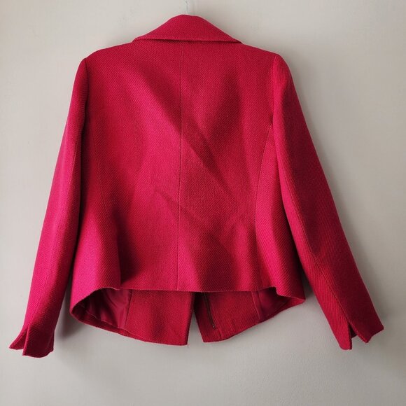 Talbots Wool Blend Moto Jacket | 10 Petite | Pink Blazer Wide Collar Pockets - Picture 5 of 11